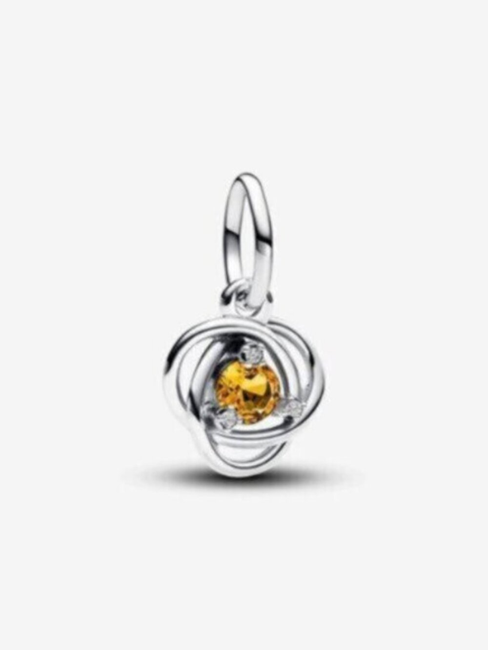 Pandora Silver Pendant Charm with Yellow Citrine Stone